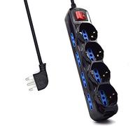Ewent EW3855 - Regleta de 12 Tomas - 4 universales Schuko y 8 Bipasso - Enchufe Múltiple - Cable 1,5 m - Medidas 26.5 cm x 4 cm x 4.6 cm - Interruptor Luminoso - Color Negro - Enchufe italiano 16A