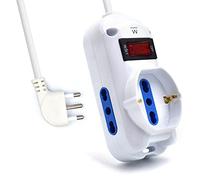 Ewent EW3918 Regleta de 3 Polos, 2 Tomas Ita 10/16A + 1 Schuko, protección sobrecarga Sobretensión 250V/2500W Enchufe Italiano 10A Cable de 1,5m, Blanco Clase nergética