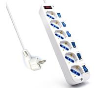 Ewent ew3932 limitador de tensión blanco 6 salidas ac 1,5 m