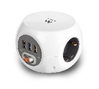 EWENT EW3939 REGLETA CUBO 3 TOMAS/3 USB BLANCO