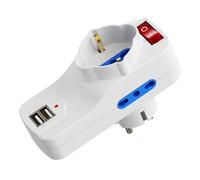 Ewent Ladron Enchufes con USB, 5 en 1 Ladrón Enchufes Multiples con 2 USB,1xSchuko y 2x10A/16A,1500W,Toma Schuko 16A,Interruptor On/Off,Regleta Pared para Hogar Oficina,Compatible con Móviles,Blanco