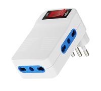Ewent Regleta Enchufes con 3 in 1, Adaptador de Enchufe múltiple Plano Que Ahorra Espacio con 3 enchufes 10/16A, 1500W, Toma 10A, con Interruptor de Encendido/Apagado, Blanco