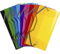 Exacompta, 10 fundas tipo "chemise" con 3 solapas, de plástico PP, tamaño 5/10 de folio, 23,5 x 12 cm, surtido de colores. Modelo 55770E