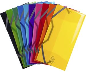 Exacompta, 10 fundas tipo "chemise" con 3 solapas, de plástico PP, tamaño 5/10 de folio, 23,5 x 12 cm, surtido de colores. Modelo 55770E