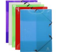 Exacompta, 10 fundas tipo "chemise" con goma elástica, tamaño A3, surtido de colores Crystal, para 7/10 de documento, referencia 59700E