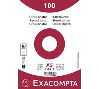 Exacompta, 100 fichas de cartulina Bristol con puntos, no perforadas, formato 148x210 mm, color blanco, modelo 10708E