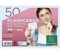 Exacompta - 10352E - Pack de 50 Flashcards en film + anilla - puntos de cartulina perforada - tarjetas de revisión fáciles de usar y transportar - dimensiones 148 x 105 mm formato A6 - color azul
