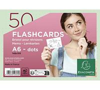 Exacompta - 10353E - Pack de 50 Flashcards en película + anillo - puntos de cartón perforado - tarjetas de revisión fáciles de usar y transportar - dimensiones 148 x 105 mm formato A6 - color verde