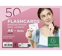 Exacompta - 10355E - Pack de 50 Flashcards en película + anillo - puntos de cartón perforado - tarjetas de revisión fáciles de usar y transportar - dimensiones 148 x 105 mm formato A6 - color rosa