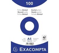 Exacompta 10508E - Pack de 100 Fichas Bristol, en Blanco Liso (No Perforado) - Tamaño: A5 14,8 x 21 cm - Color - Blanco