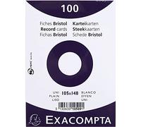 Exacompta - 10509E - Pack de 100 fichas cartulina lisa sin perforar - en film - compatibles con impresoras inkjet, láser y fotocopiadoras - formato 105 x 148 mm - color blanco