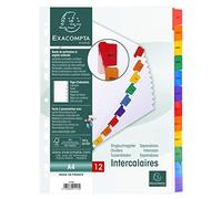Exacompta - 1113E - Separadores en cartulina blanca 160g/m2 FSC® con 12 pestañas impresas mensualmente de enero a diciembre a color - Ficha imprimible - Formato a archivo A4