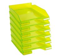 Exacompta - 113235D - juego de 6 bandejas carpetas de fundas COMBO MIDI - dimensiones 34,6 x 25,5 x 6,5 cm - para documentos en formato A4+ - transparente brillante color verde anís