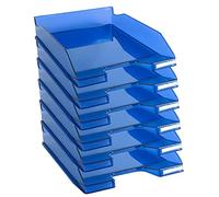 Exacompta - 113260D - juego de 6 bandejas carpetas de fundas COMBO MIDI - dimensiones 34,6 x 25,5 x 6,5 cm - para documentos en formato A4 + - color azul real transparente brillante
