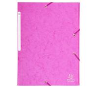 Exacompta - 17108H - Caja de 25 subcarpetas con gomas elásticas - bolsillos con 3 solapas de capacidad Maxi - en cartulina brillo - dimensiones 24 x 32 cm para documentos en formato A4 - color rosa