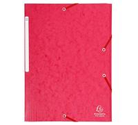 Exacompta - 17109H - Caja de 25 subcarpetas con gomas elásticas - bolsillos con 3 solapas de capacidad Maxi - en cartulina brillo - dimensiones 24 x 32 cm para documentos en formato A4 - color rojo