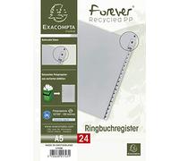Exacompta 1743B - Separadores de polipropileno gris con 24 teclas impresas, alfabeto alemán, adecuado para archivar documentos en formato A5, polipropileno reciclado