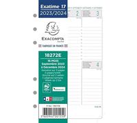 Exacompta 18272E - Recarga para Exatime 17 - Dimensiones: 10,5 cm x 17,2 cm - 1 semana en 2 páginas - 16 meses: septiembre 2026 a diciembre de 2027