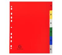 Exacompta, 20 separadores impresos de polipropileno, formato A4 maxi, con 6 compartimentos, surtido de colores vivos, modelo 2506E