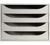 Exacompta Caja de almacenamiento Office 228606D - 4 cajones, A4+ Ecobox alta capacidad Gris