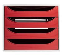 Exacompta 2286107D - Módulo económico con cajones Ecobox - Caja individual con 4 compartimentos para documento A4 y A4+ - Dimensiones: 34,8 x 28,4 x 23,4 cm, color rojo
