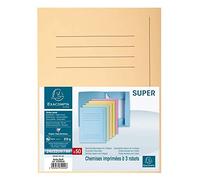 Exacompta Subcarpetas 235002E Super 250 – Lote 50, impresas, 3 solapas, color crema