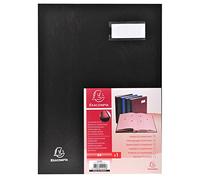 Exacompta - 24241E - 1 bloc de firma ejecutivo - reverso con fuelle de lona - portaetiquetas - tapa de plástico - 24 tarjeteros rosas con 3 perforaciones - 24x32 cm - color negro