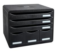 Exacompta 306714D - Módulo individual con 6 cajones para documentos A4 + y 3 cajones estrechos pero altos para guardar todos los utensilios de oficina, con tope de seguridad y porta etiquetas