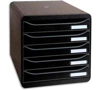 Exacompta 309714D - Módulo individual con 5 cajones para documentos A4+, ultra-rígido, cajones abiertos, con stop de seguridad - 347x278x271 mm - BIG-BOX PLUS -Negro