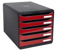 EXACOMPTA 3097218D, Caja de almacenamiento EXACOMPTA BIG-BOX PLUS, 5 cajones, color carmesí