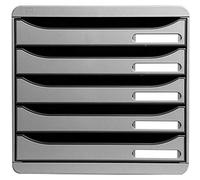 Exacompta 309740D - Módulo individual con 5 cajones para documentos A4+, ultra-rígido, cajones abiertos, con stop de seguridad - 347x278x271 mm - BIG-BOX PLUS - Gris claro