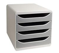 Exacompta 310041D - Módulo individual para documentos A4 + con 4 cajones, ultra-rígido y con stop de seguridad - 347x278x267 mm - BIG-BOX - Gris claro/granito
