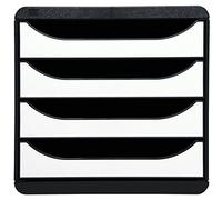 Exacompta 3104213D - Módulo individual para documentos A4 + con 4 cajones, ultra-rígido y con stop de seguridad - 347x278x267 mm - BIG-BOX - Negro/blanco brillante