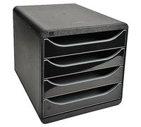 Exacompta 3104214D - Módulo individual para documentos A4 + con 4 cajones, ultra-rígido y con stop de seguridad - 347x278x267 mm - BIG-BOX - Negro / negro brillante
