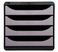 Exacompta 310438D - Módulo individual para documentos A4 + con 4 cajones, ultra-rígido y con stop de seguridad - 347x278x267 mm - BIG-BOX - Negro/plata
