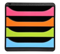 Exacompta 310498D - Módulo individual para documentos A4 + con 4 cajones, ultra-rígido y con stop de seguridad - 347x278x267 mm - BIG-BOX - Negro/multicolor (opaco)