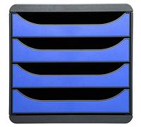 Exacompta 310779D - Módulo individual para documentos A4 + con 4 cajones, ultra-rígido y con stop de seguridad - 347x278x267 mm - BIG-BOX - Negro/azul hielo (opaco)