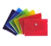 Exacompta 34430E - Cartón de 30 fundas con cierre de botón a presión con solapa - de polipropileno liso - Tamaño: 14 x 10 cm - Tamaño de clasificación 8,8 x 12,5 cm (B7) - 6 colores surtidos