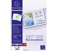 Exacompta - 38060E - Bolsa de 10 fundas protectoras dobles de polipropileno 12/100 - A4 - Cristal