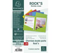 Exacompta Subcarpetas Dobles Rock"S 210 con solapas inferiores, lote de 25 colores surtidos