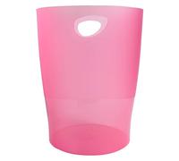 Exacompta -45354D - Set de 8 papeleras con asas ECOBIN - gran capacidad 15 litros - dimensiones 26,3 x 26,3 x 33,5 cm - 1 año de garantía - Frambuesa Translúcido