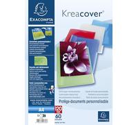 Exacompta 5769E - Paquete de 5 protectores de documentos Kreacover Chromaline - 60 fundas de cristal liso - 120 vistas - para A4 - Dim 24 x 32 cm - Cubierta de poliuretano semirrígida - 5 colores