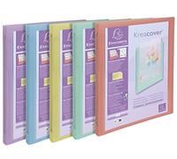 Exacompta - 51279E - 1 Juego de 5 Carpetas Flexibles Kreacover Pastel en Polipropileno Translúcido - 4 Anillos Redondos Diam 15 mm - Formato Externo 32 x 25 cm