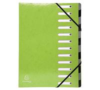 Exacompta - 53923E - 1 Clasificador HARMONIKA Iderama - con bandas elásticas y ventanas recortadas - lomo extensible - 12 compartimentos - tamaño 24,5x32cm - A4 - color verde anís