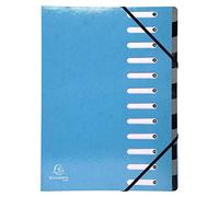 Exacompta - 53927E - 1 clasificador HARMONIKA Iderama - con bandas elásticas y ventanas recortadas - en cartulina plastificada brillante - 12 compartimentos - tamaño 24,5x32cm - A4 - color azul claro