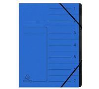 Exacompta 540702E - Archivador grapado con gomas (7 compartimentos, interior en cartulina reciclada, tamaño A4, color azul