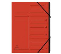 Exacompta Archivador grapado 540705E – 7 compartimentos, interior cartulina reciclada, A4 rojo