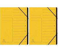 Exacompta 540709E - Archivador grapado con gomas (7 compartimentos, interior en cartulina reciclada, tamaño A4, color amarillo (Paquete de 2)