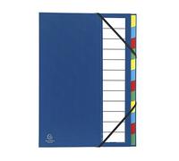 Exacompta 55342E - Clasificador tapa dura lomo extensible 12 compartimentos, azul