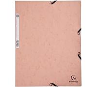 Exacompta 55527E Aquarel - Carpeta de gomas con 3 solapas en cartulina brillante, 400 g/m2, color coral